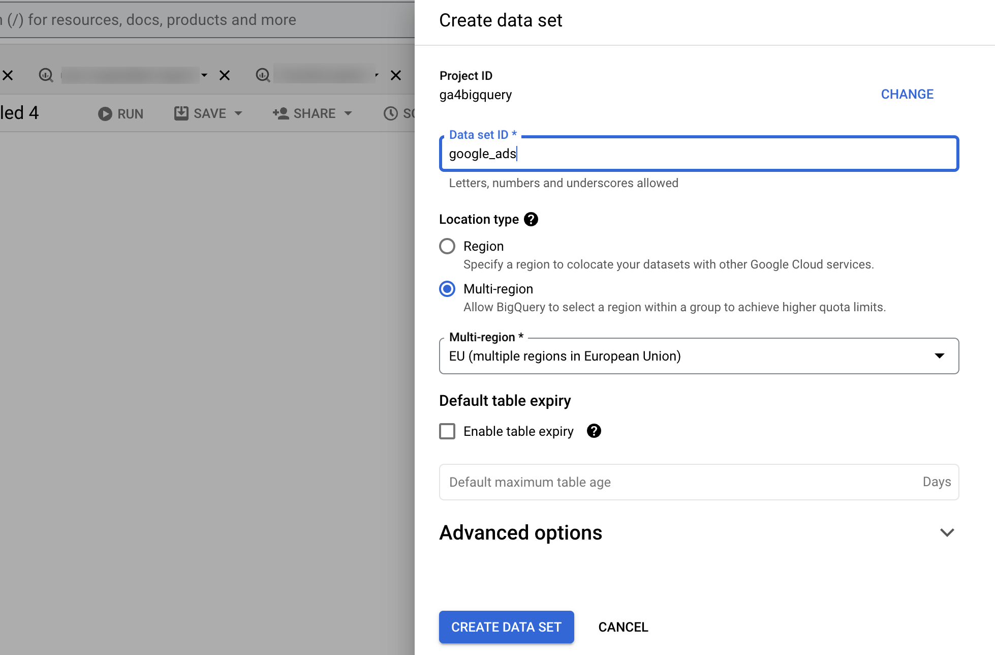 How to set up the Google Ads data transfer to BigQuery