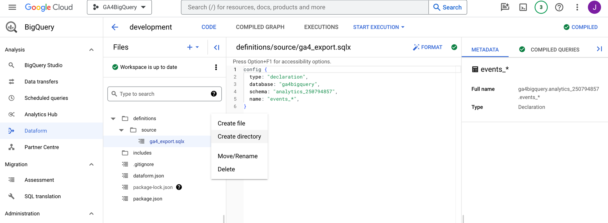 #4 - How to create and run your first SQL model on GA4 BigQuery export data in Dataform
