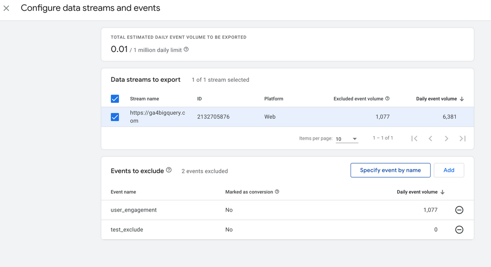 How to filter events in your GA4 BigQuery export to avoid exceeding daily 1 million event limit