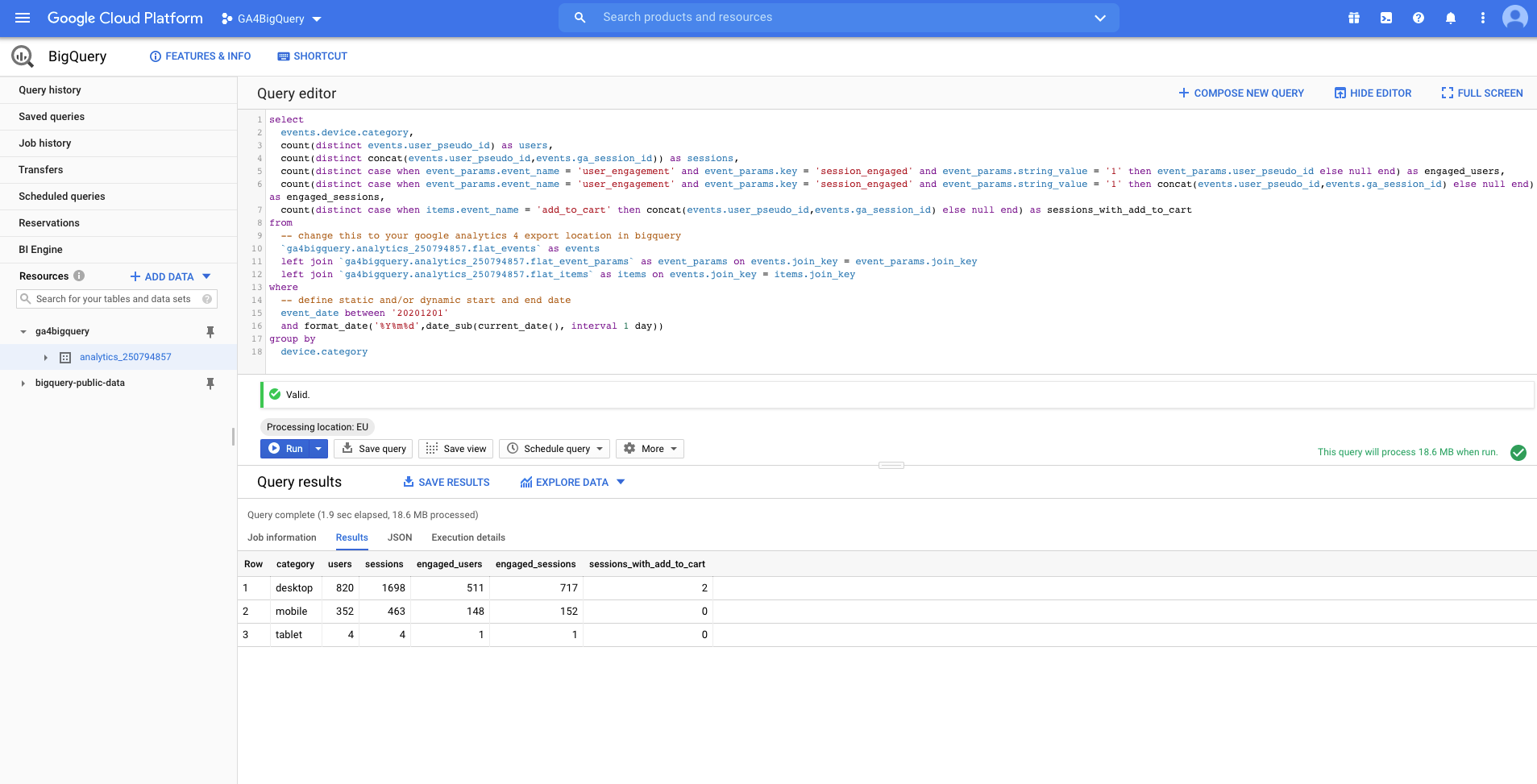 Tutorial How to flatten the GA4 BigQuery export schema for usage in