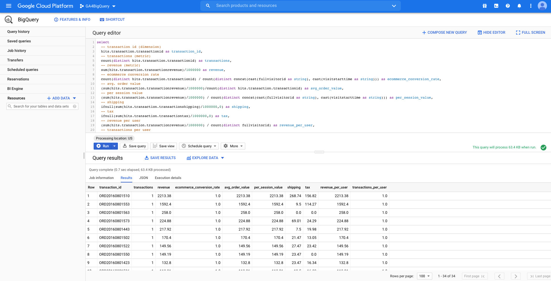 (Enhanced) Ecommerce transactions: dimensions & metrics (UA)