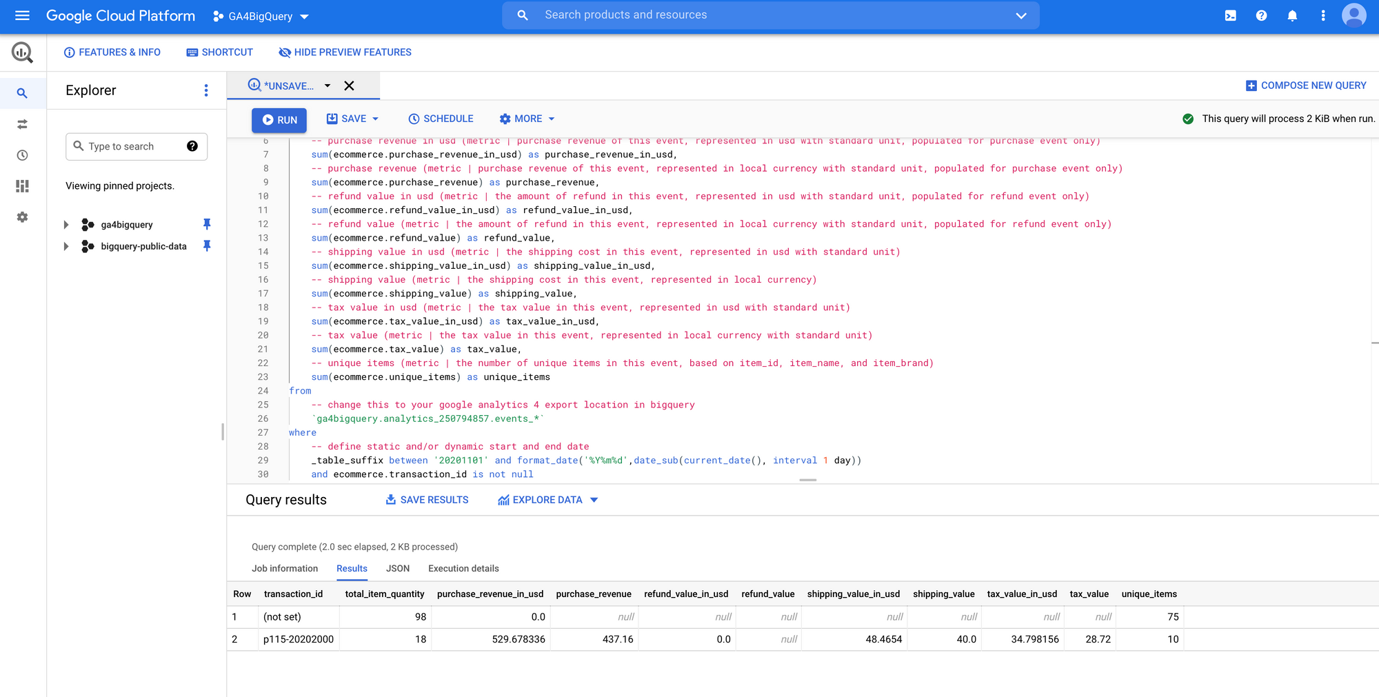 Ecommerce: dimensions & metrics (GA4)